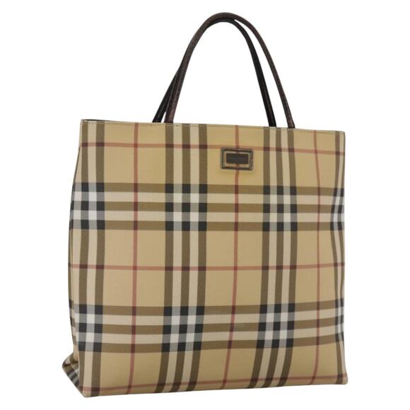 Burberry Nova Check Hand Bag Pvc Beige Brown - Picture 1 of 16